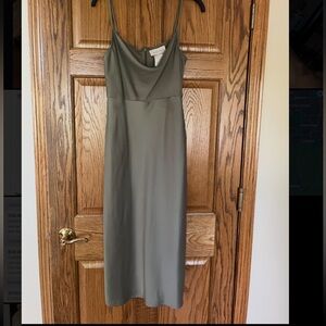 BHLDN Olive Midi Dress with Spaghetti Straps